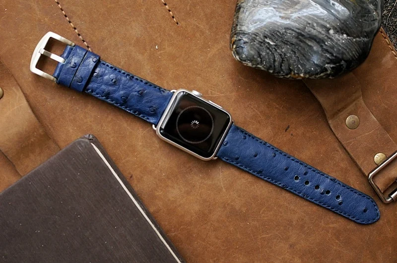 Handgefertigtes Uhrenarmband 2 aus Straußenbauchleder inkl. Bandadapter und Schließe für Apple Watch Serie 1 2 3 4 – Bild 6